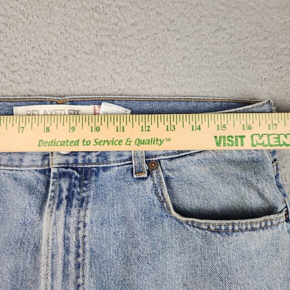 Levi's 550 Relaxed Fit Straight Leg Light Wash Denim Jeans Mens 36x32 Raw Hem - Picture 3 of 13